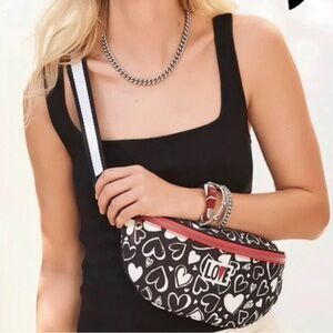 Brighton Endless Love Belt Bag Black White Hearts Crossbody Fanny Pack